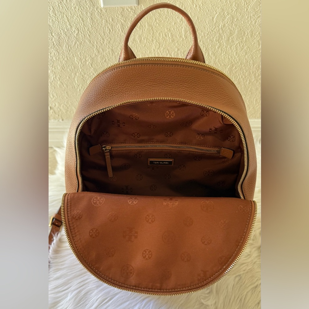 Tory Burch Large Thea Backpack Leather Brown with Gold zippers - Picture 11 of 15